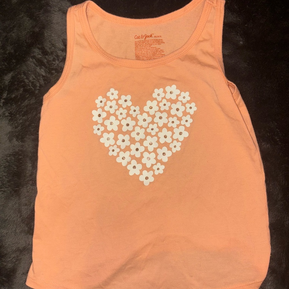 Cat & Jack Orange Tank Top with Floral Heart